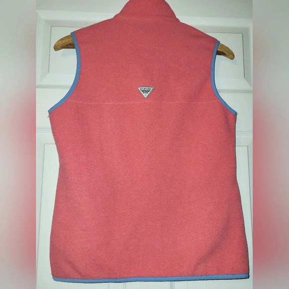 Columbia PFG Fleece Vest Pockets Pink Blue Size Small Fishing Boating Outdoor - Picture 3 of 9